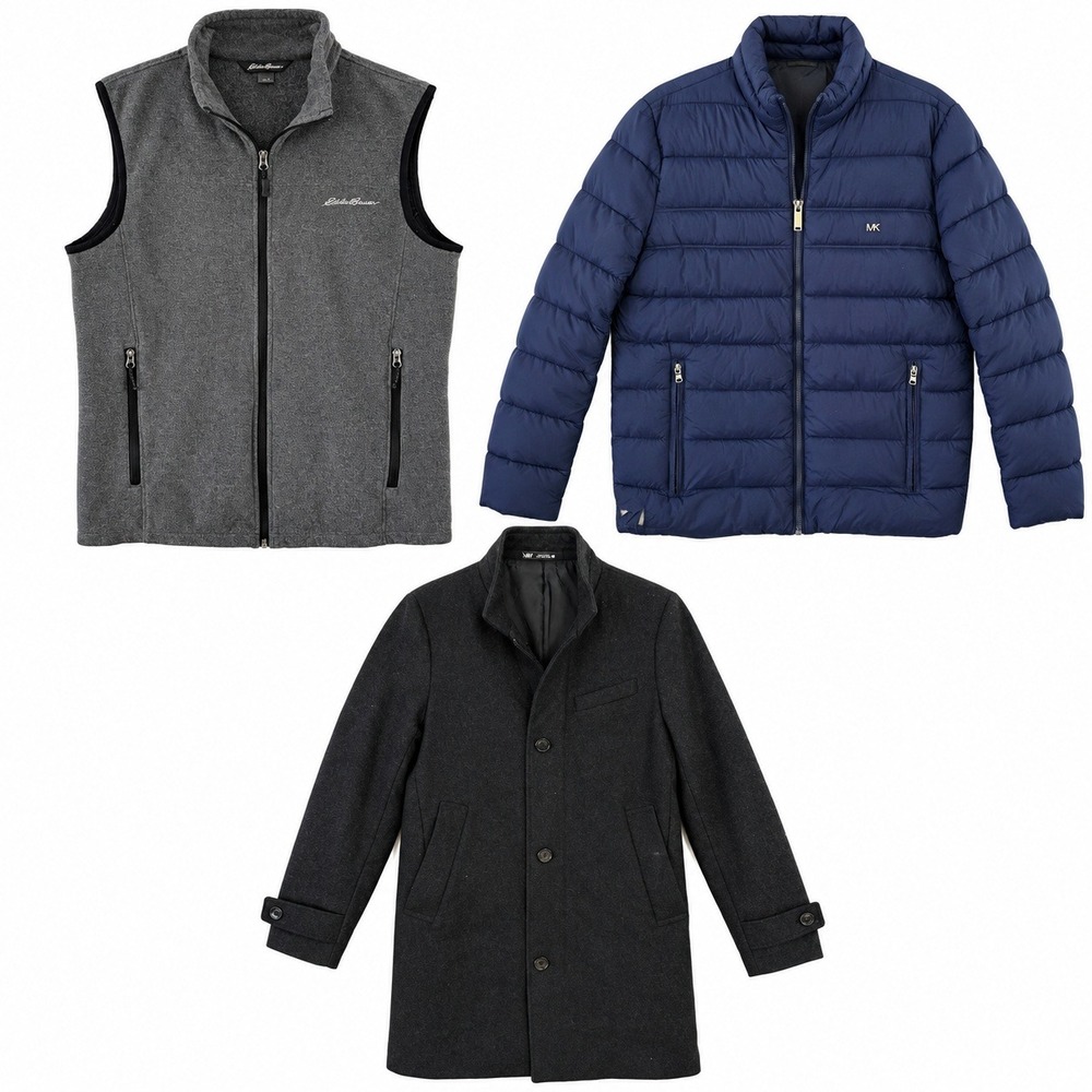 Mixed Brands Lot of 3 Men's S Jackets & Outerwear Eddie Bauer Michael Kors Black